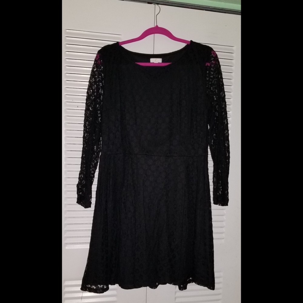 Black lace mini dress